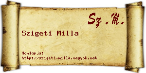 Szigeti Milla névjegykártya